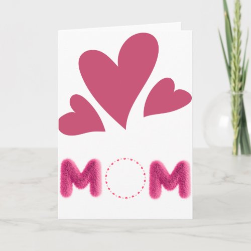 Pink Hearts Mom Holiday Card 