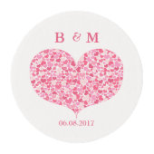 Pink Hearts - Monogram | Wedding Frosting Rounds (Front)