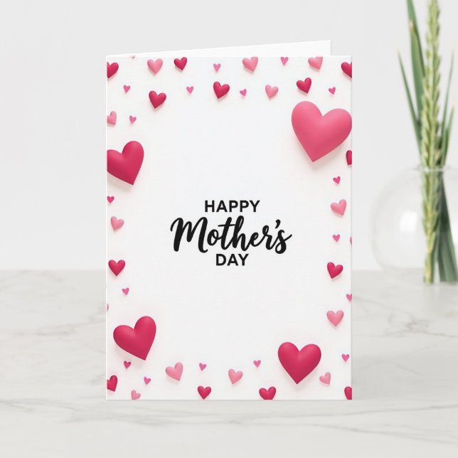 Pink Hearts Mothers Day Card (Front)