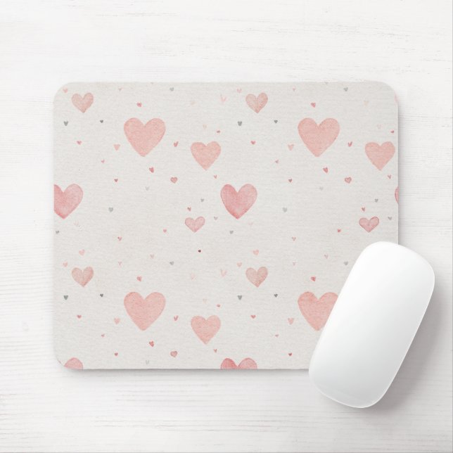 Pink Hearts Mouse Pad (With Mouse)