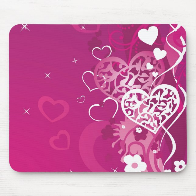 Pink Hearts Mouse Pad (Front)