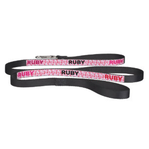Pink Hearts Name on Black Good Dog Pet Leash