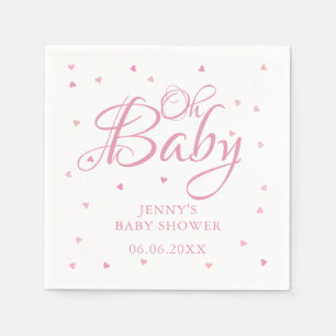 Pink Hearts Oh Baby baby shower Napkins