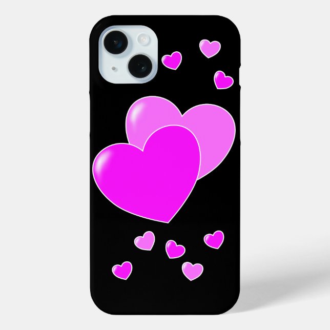 Pink hearts on black Case-Mate iPhone case (Back)