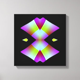 Pink Hearts on Black Wrapped Canvas Print