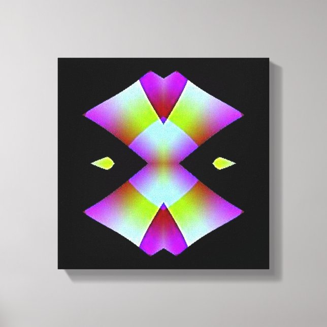 Pink Hearts on Black Wrapped Canvas Print (Front)