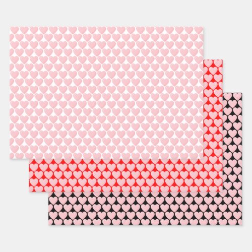 Pink Hearts On Colors Wrapping Paper Sheets