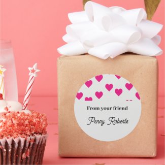 Pink hearts on gray