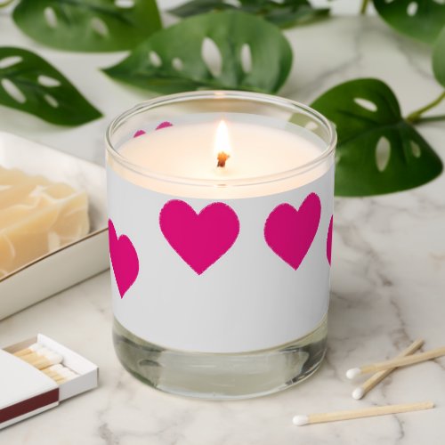 Pink hearts on gray scented candle