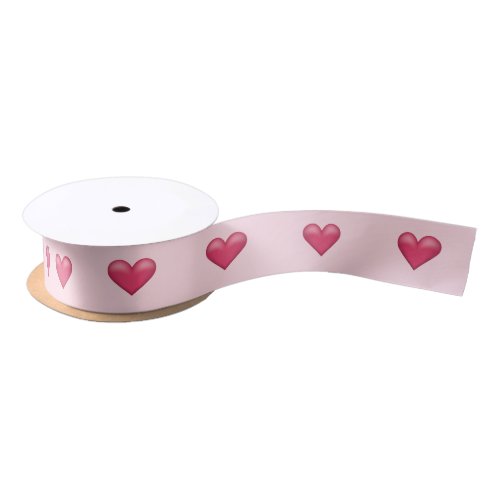 Pink Hearts On Light Pink Valentines Day Theme Satin Ribbon