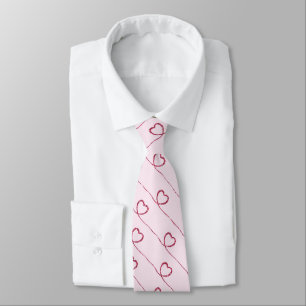 Pink Hearts On Pale Pink Neck Tie
