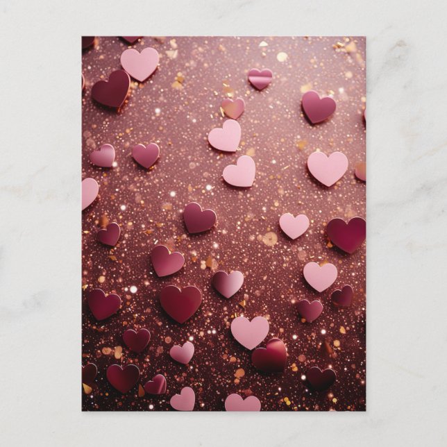 Pink hearts on pink ground Valentine's Postcard (Front)
