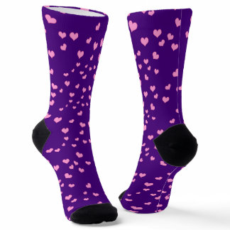 Pink Hearts on Purple Socks