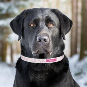 Pink Hearts On White Love Pattern With Custom Name Pet Collar