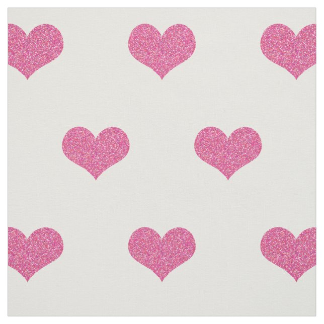 Pink Hearts on White Pattern Fabric (Swatch)