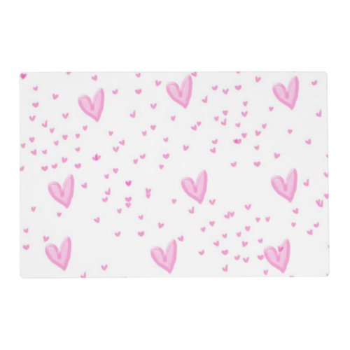 Pink Hearts on White Placemat