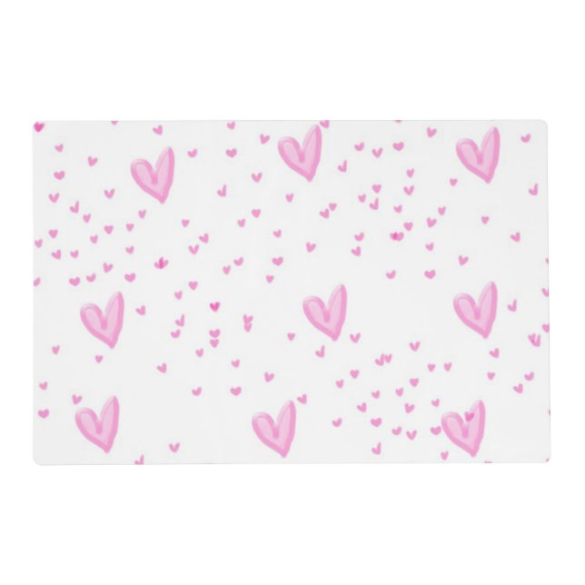 Pink Hearts on White Placemat (Front)