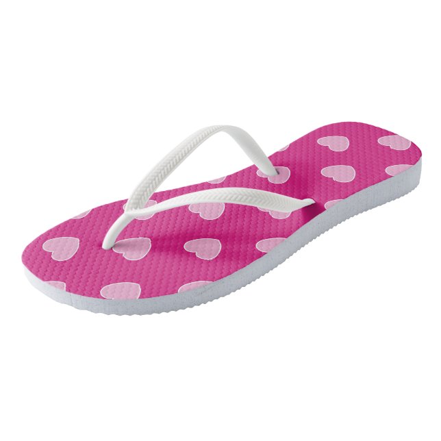 Pink Hearts Pair of Flip Flops (Angled)