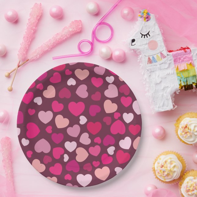 Pink Hearts Paper Plates (Party)