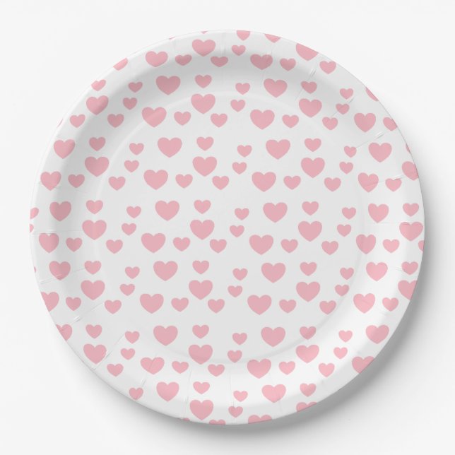 Pink Hearts Paper Plates (Front)