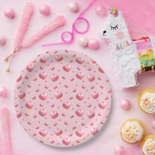 Pink Hearts  Paper Plates