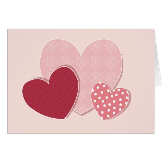Pink Hearts Paper Sticker Cards (Front Horizontal)