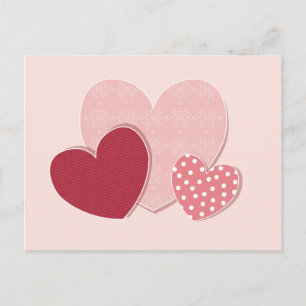 Pink Hearts Paper Sticker Postcard
