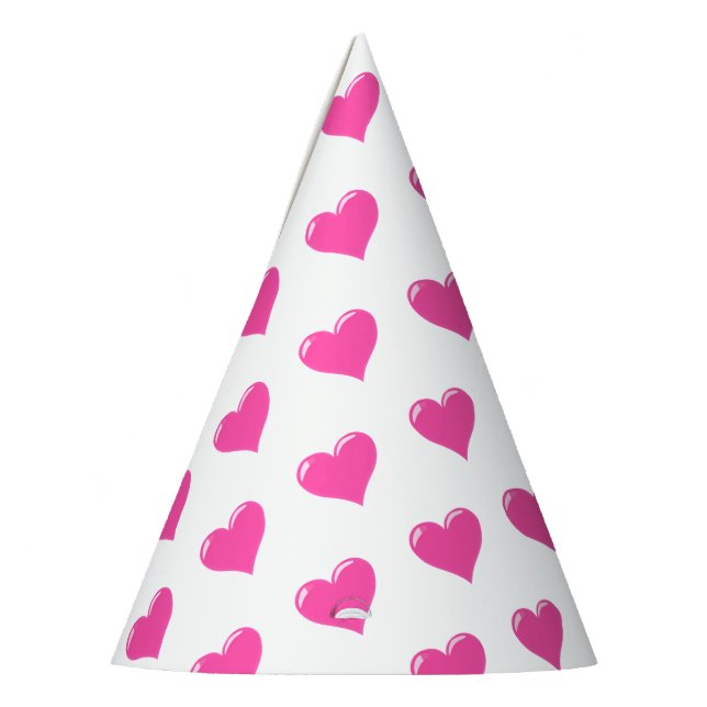 Pink Hearts Party Hat - Choose Color (Left)