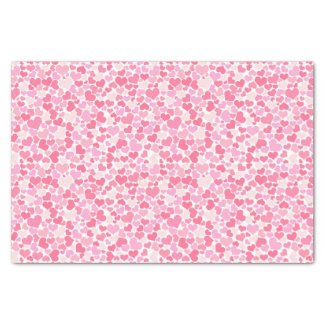 Pink Hearts Pattern - 10lb Tissue Paper, White Tissue Paper