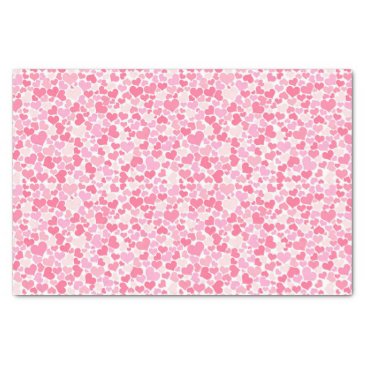 Pink Hearts Pattern - 10lb Tissue Paper, White