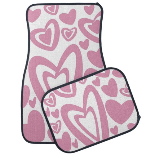 Pink Hearts Pattern 1 love decor art Car Floor Mat