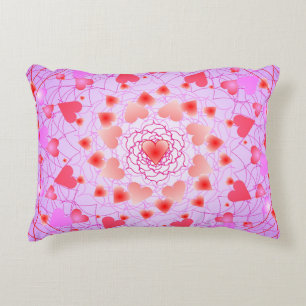 Pink Hearts Pattern Accent Pillow