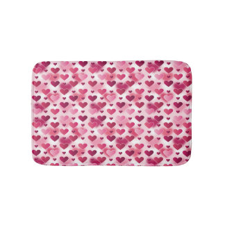 Pink Hearts Pattern Bath Mat