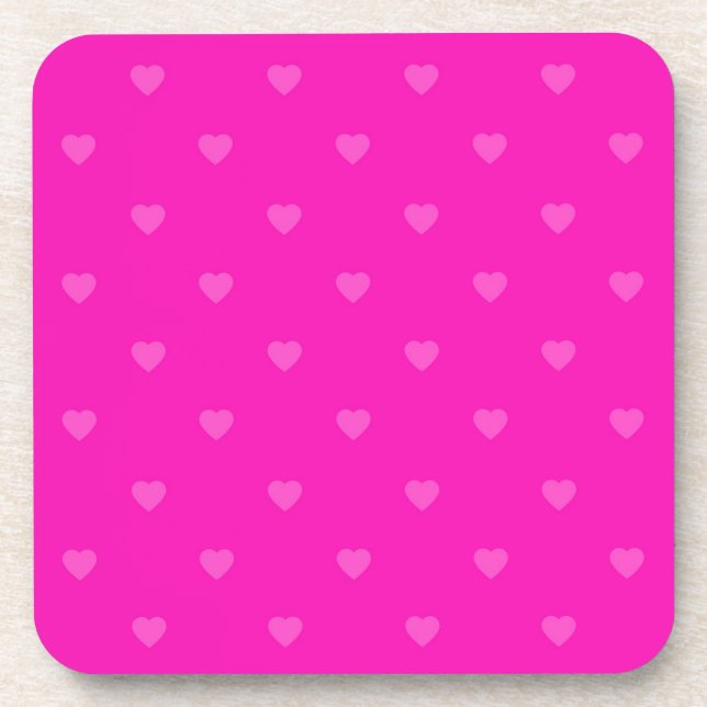 Pink hearts pattern beverage coaster (Front)