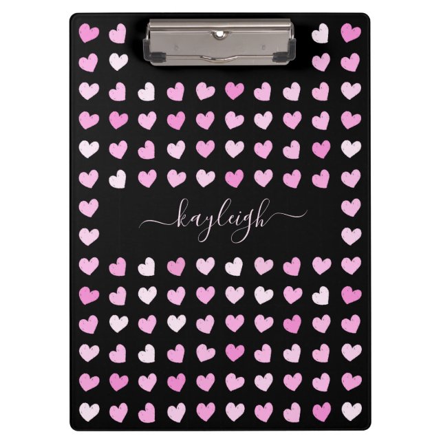 Pink Hearts Pattern Clipboard (Front)