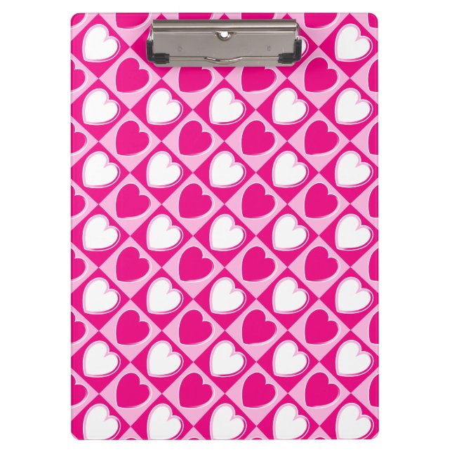 Pink hearts pattern clipboard (Front)