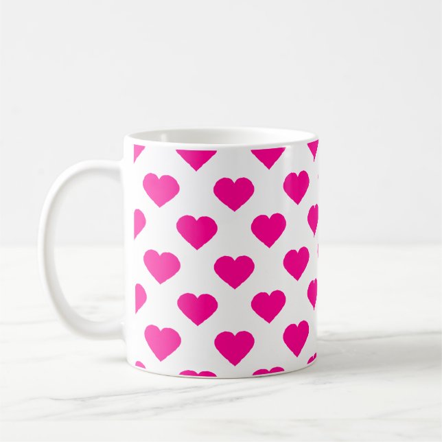 Pink Hearts Pattern  Coffee Mug (Left)