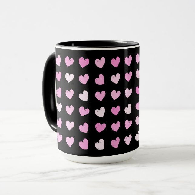 Pink Hearts Pattern Coffee Mug (Front Left)