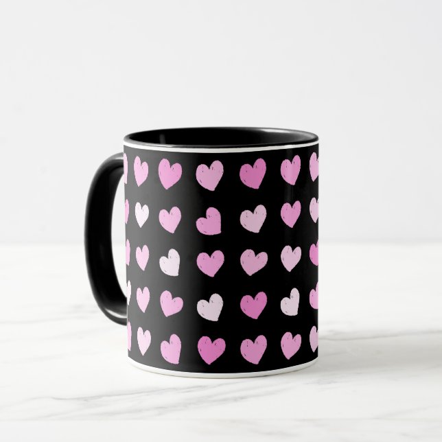 Pink Hearts Pattern Coffee Mug (Front Left)
