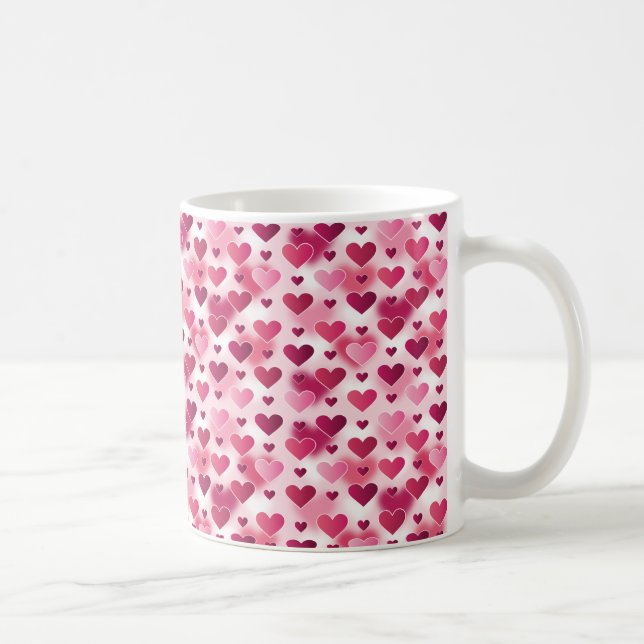 Pink Hearts Pattern Coffee Mug (Right)