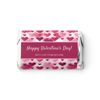 Pink Hearts Pattern &amp; Custom Text Valentine's Day Hershey's Miniatures