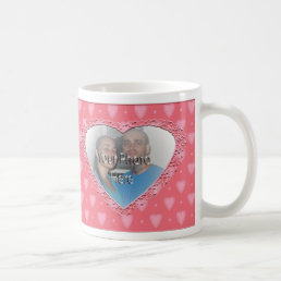 Pink Hearts Pattern Customizable Photo Mug