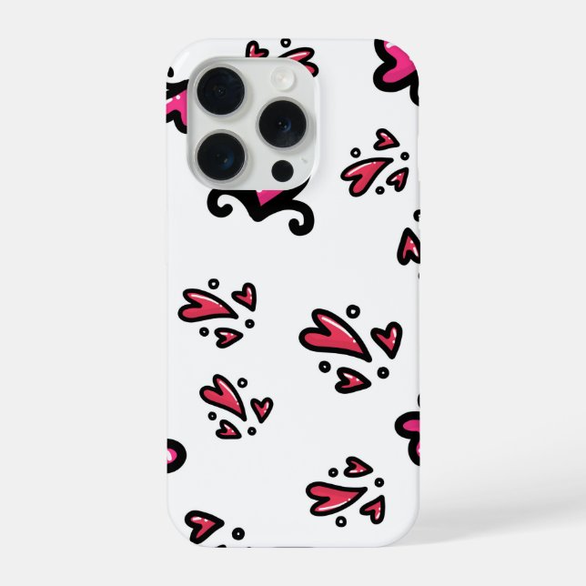 Pink Hearts Pattern – Cute Doodle Design Iphone Case (Back)