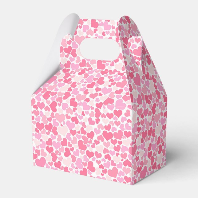 Pink Hearts Pattern -  Favor Box (Front Side)