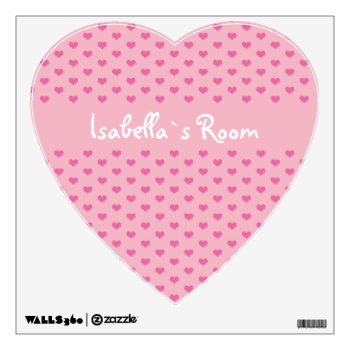 Pink Hearts Pattern Girly Name Cute Wall Decal by stdjura at Zazzle