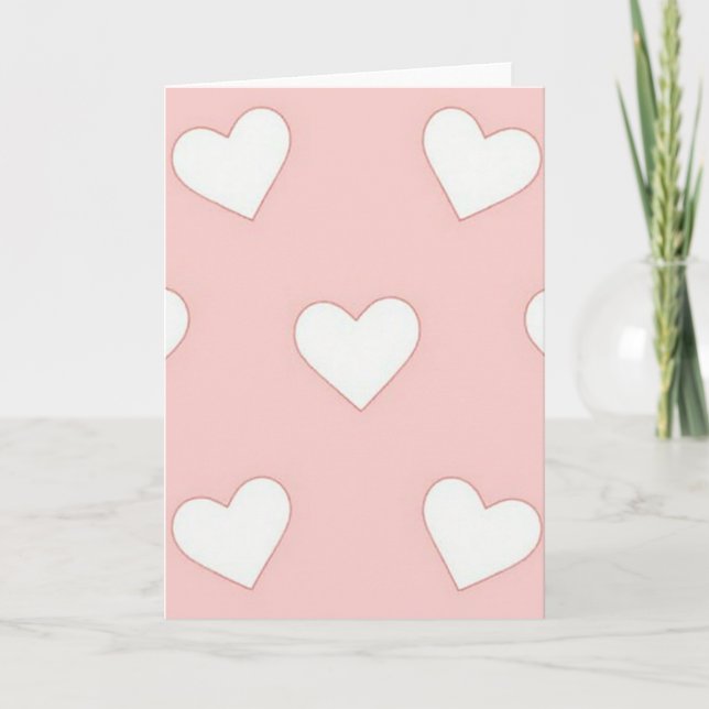 Pink Hearts Pattern Greeting Card (Front)