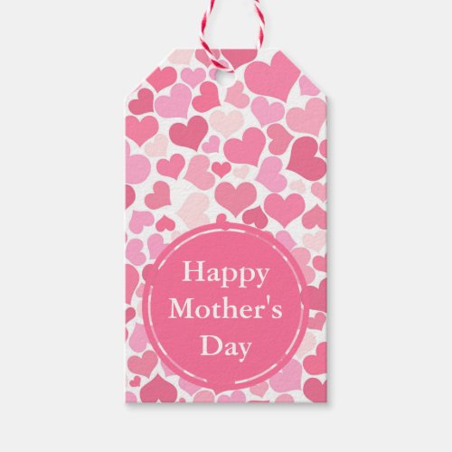 Pink Hearts Pattern  Happy Mothers Day Gift Tags