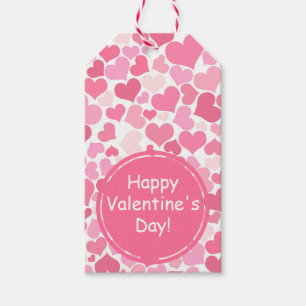 Pink Hearts Pattern Happy Valentine's Day Gift Tags