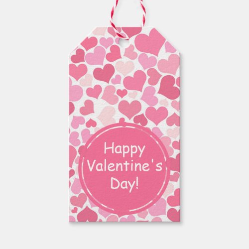 Pink Hearts Pattern  Happy Valentines Day Gift Tags
