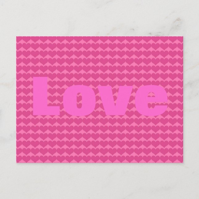 Pink Hearts Pattern Holiday Postcard (Front)